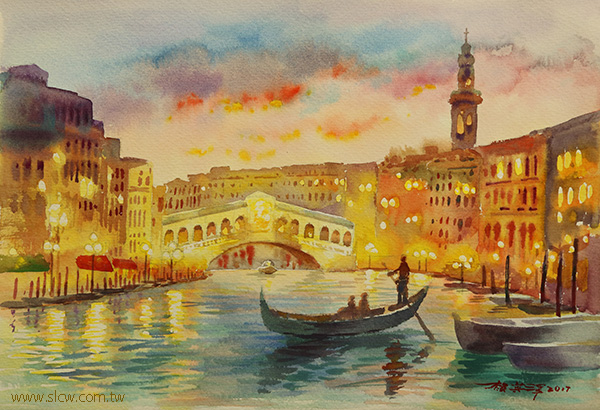 里阿爾托橋_L_Ponte di Rialto_painted by Lai Ying-Tse_賴英澤  繪